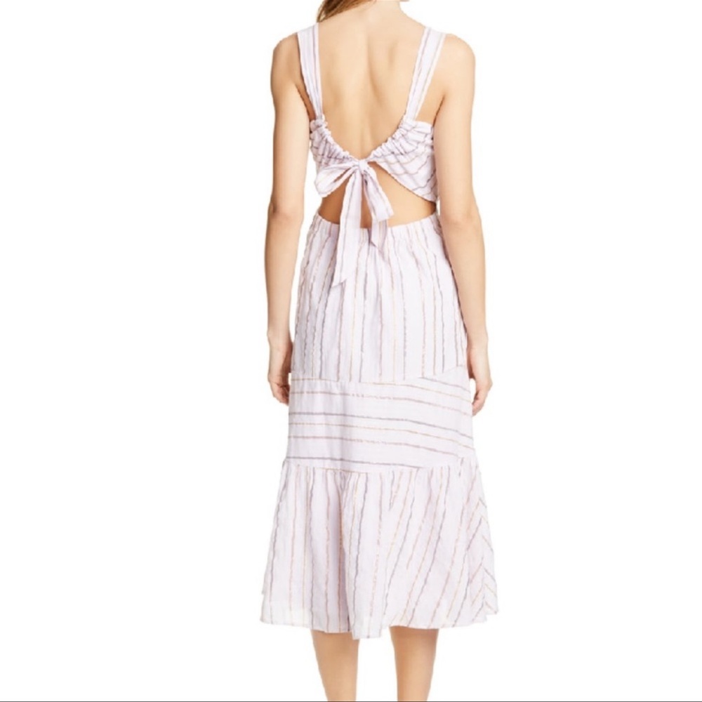 Rebecca Taylor White Striped Midi Dress